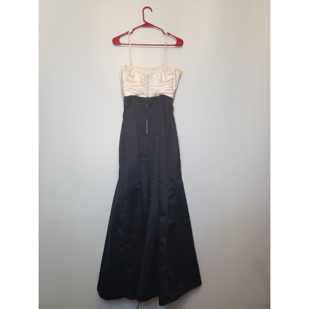 Masquerade Juniors Sz 9 / 10 Formal Dress Prom Strapless White Black Sparkle - Picture 2 of 5
